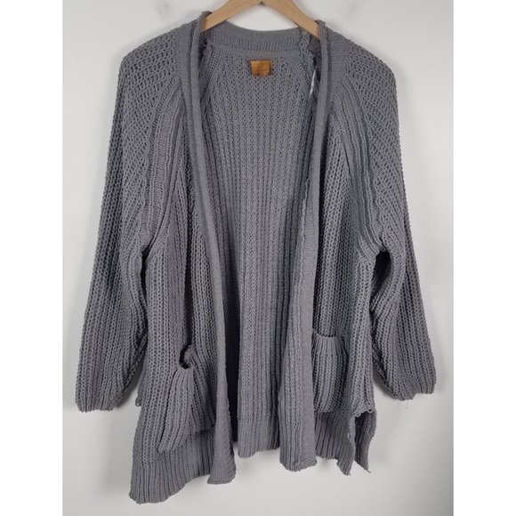 POL Women's Sz. M Grey Chenille Chunky Open Front Long Sleeve Cardigan - Picture 2 of 10